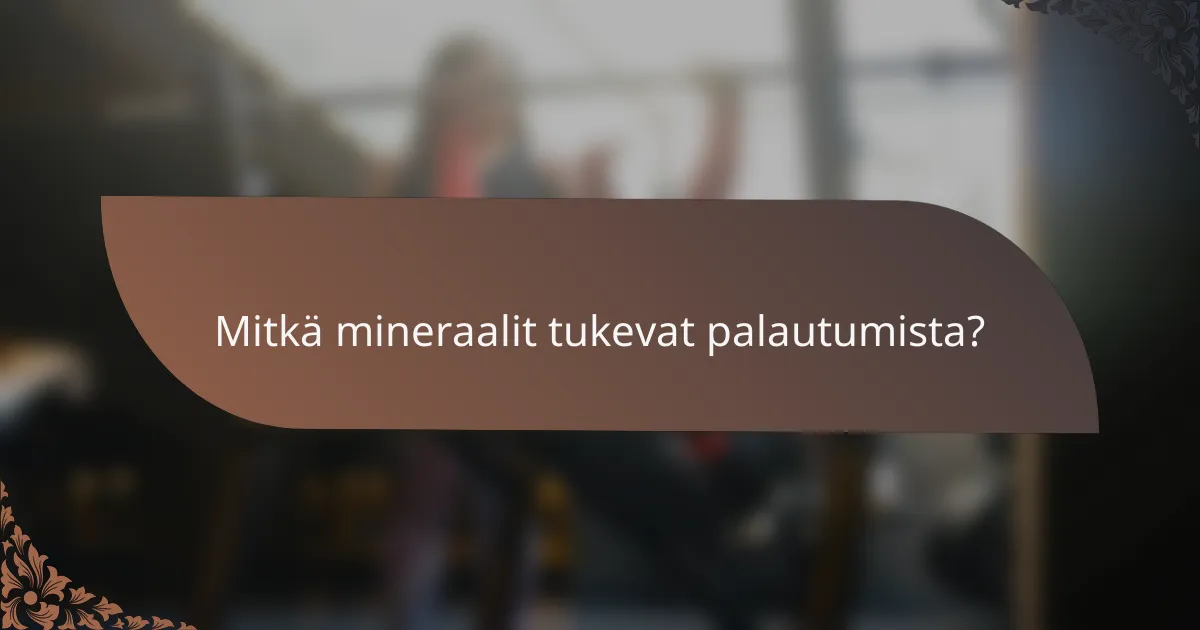 Mitkä mineraalit tukevat palautumista?
