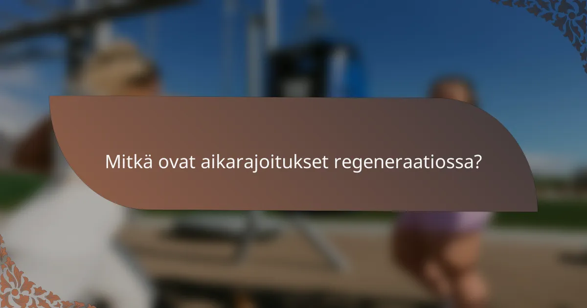 Mitkä ovat aikarajoitukset regeneraatiossa?