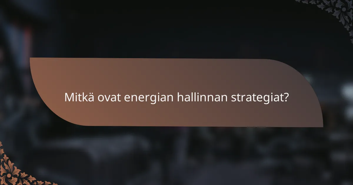 Mitkä ovat energian hallinnan strategiat?