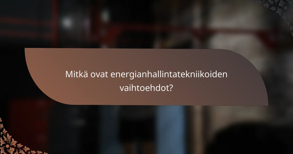 Mitkä ovat energianhallintatekniikoiden vaihtoehdot?